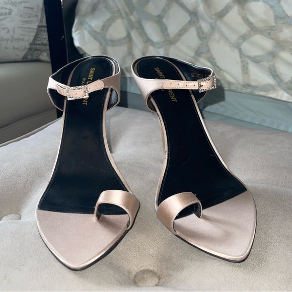 NEW SAINT LAURENT DIVE MULES SILK SATIN {$1,050} POINTED OPENTOE RHINESTONE 41.5 - Picture 6 of 12